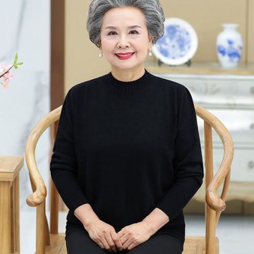 中老年人女裝媽媽裝秋裝長袖毛衣打底衫奶奶裝加肥大碼羊毛衫上衣