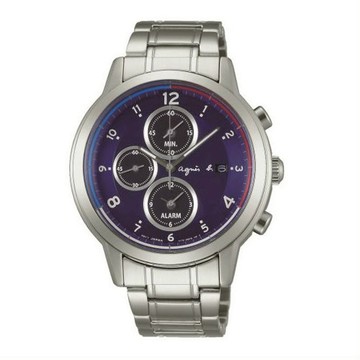 agnes b V172-0AX0B(BY6002P1)太陽能巴黎時尚計時腕錶/藍面42mm