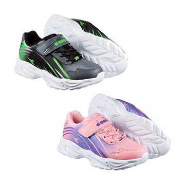 DIADORA迪亞多那 競速小將兒童運動鞋 童運動鞋 童鞋 寬楦 透氣 保護後跟 吸震 減壓 健康鞋墊 止滑 黑綠 粉紫