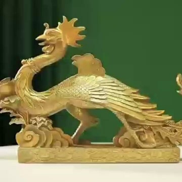 銅鳳凰擺件龍鳳呈祥結婚禮物吉祥物漢鳳火鳳凰大號家居玄關裝飾品