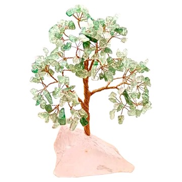 吉祥水晶 招財發財樹 紫水晶 黃水晶 五行石  14 x 8 x 18~20cm  綠草莓晶 + 粉水晶