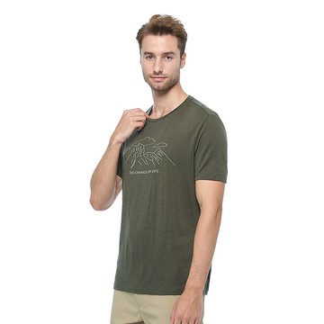 【Wildland 荒野】100%美麗諾短袖上衣 男 鼠尾草綠 0B02606-169