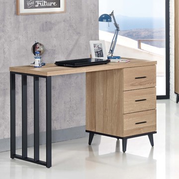 MUNA家居   麥瑞特黃橡木4尺書桌/541鐵側板    121X56X80.7cm