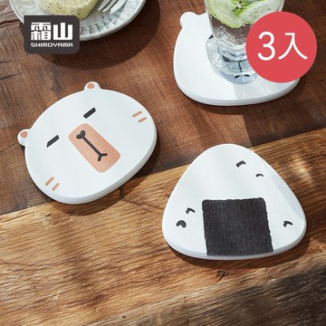 【日本霜山】動物造型吸水珪藻土杯墊/瀝水墊-3入-多款可選