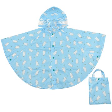 akachan honpo - 短斗篷式雨衣-白熊-淺藍色 (80~95cm)