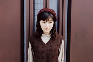 啡綠色系段染貝雷帽