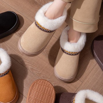 臺灣出貨🔥全網最低價🚀冬季情侶時尚百搭棉鞋包跟家居保暖加絨雪地靴平底加厚毛毛鞋外穿