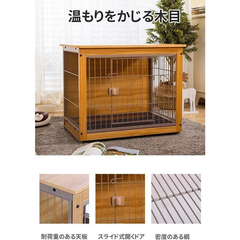 限定数のみ 犬ケージ 木製 小型犬 室内飼い キャスター&屋根&ドア付き