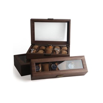 支羽 亞馬遜熱銷木紋皮手表盒6位10位12位手表展示盒女表盒首飾盒