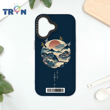 TRON IPhone 16 圓形復古山水畫系列 防摔太空載具殼 透黑 軟硬 手機殼