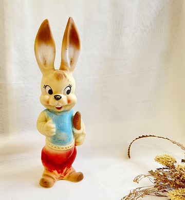 【好日戀物】義大利70年代復古白兔軟膠玩偶公仔玩具老件收藏懷舊