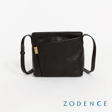 ZODENCE CHORD義大利植鞣革商務休閒方塊斜背包 深邃黑