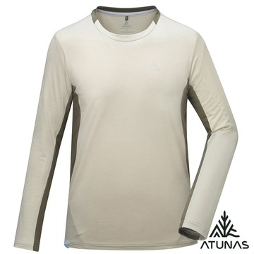 【ATUNAS 歐都納】男款循環長袖排汗T恤A1TS2517MC米卡/褐