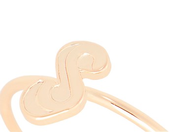 英文字母 S 純銀鍍金戒指 (單只)