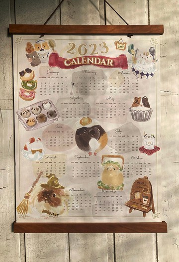 2023 NJ SKETCH x GGN天竺鼠文青木質掛曆/文創商品/設計師獨立品