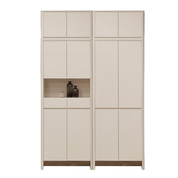 直人木業-UL莫蘭迪奶油風高被櫥玄關鞋櫃組158公分(中空79公分+四門79公分)