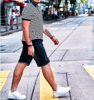 FINDSENSE H1 2018 夏季 新款 潮胖子 黑白條紋 加肥加大碼 POLO衫  寬鬆短袖 時尚休閒上衣 潮男