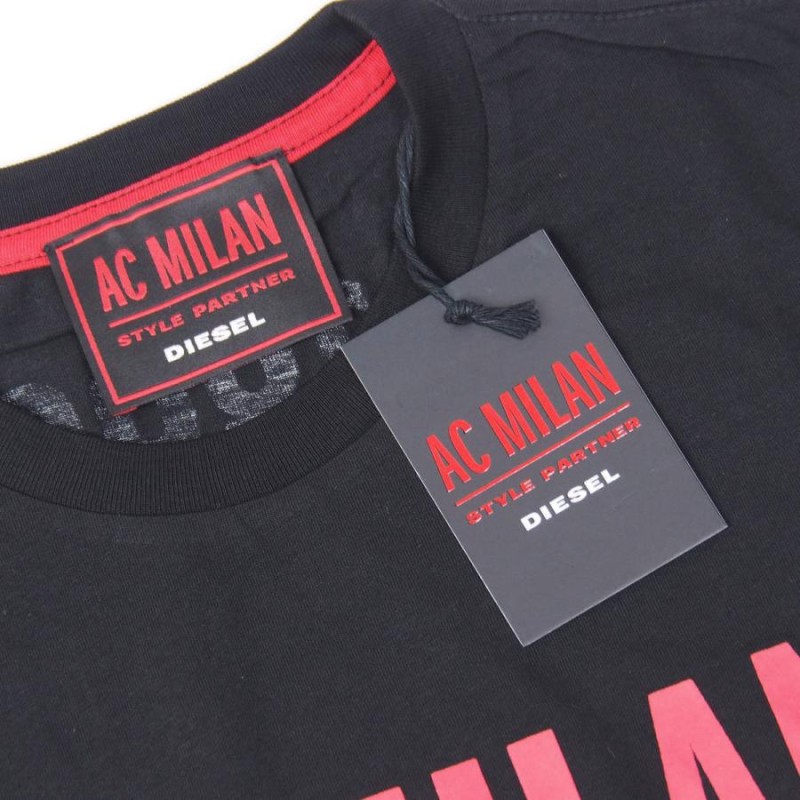 DIESEL×AC MILAN Tシャツ　限定 ロゴ プリント ブラック LTシャツ/カットソー(半袖/袖なし)