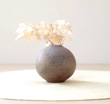 柴窯燒製 / 圓形紅土燒花瓶
