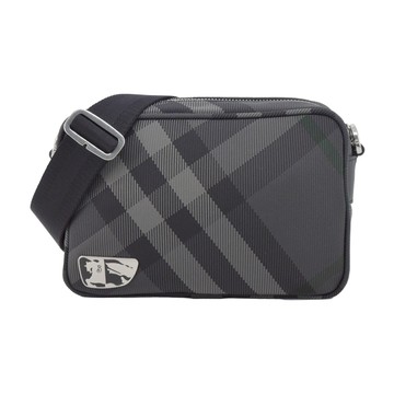 BURBERRY 盾形格紋迷你斜背包(炭灰色)