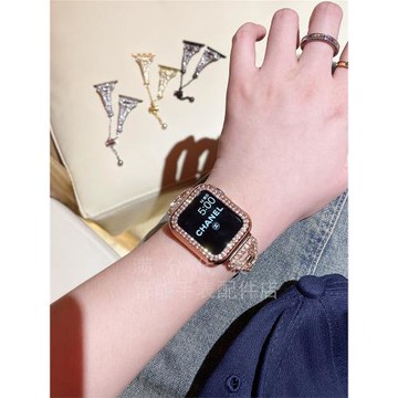 高級小香風奢華鑲鉆手鐲適用appleiwatch10SE表帶s9876蘋果手表帶