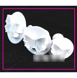 【翻糖模-塑膠-3件蝴蝶】翻糖彈簧壓模 餅乾模 翻糖蛋糕工具 糖花(一套三件: 3、4、4.5cm)-8001006