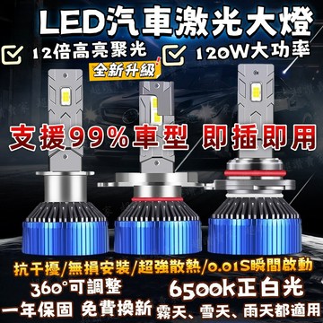 【車匠】120W高亮LED汽車大燈 360°全方位發光 車頭燈燈泡 H4 H7 H11 9005 9012通用 車燈升級