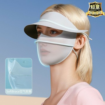 【高品質】夏季黑膠帽簷防曬冰絲面罩全臉女遮陽透氣防紫外線立體防蹭臉基尼