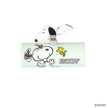 史努比快充口袋行充-5000mAh-lightning-淺綠