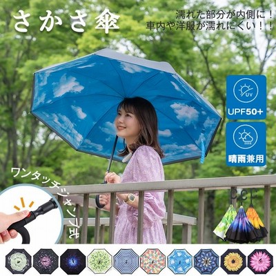 逆さ傘 ワンタッチ 自動 梅雨 雨具 おしゃれ 日傘 晴雨兼用 遮光