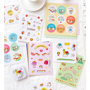 🍋檸檬青🍋 清倉現貨特價米貓樂園系列5款4張入卡通貼紙手帳裝飾素材