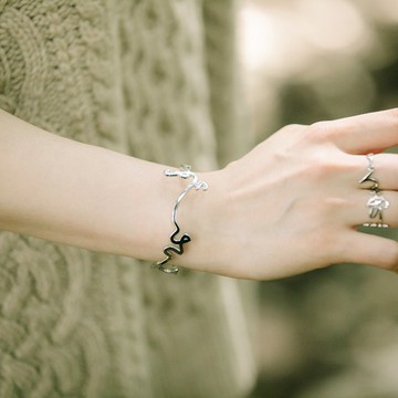 手鐲 【hiragana / ふじさん (富士山)】銀色 / 2size