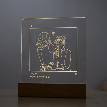 【客製化 似顏繪】LED 發光燈座 小夜燈 I 長方形底座