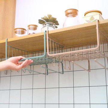 廚房收納內置物架吊柜櫥柜下掛架衣柜分層儲物架掛鉤柜門桌下掛籃