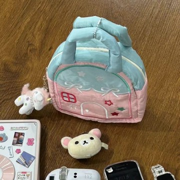 可愛小房子手提包 大容量少女收納包 糖果色刺繡包 少女心相機包包 高顏值手拎包 潮流 ccd收納包 化妝包 旅行手提包
