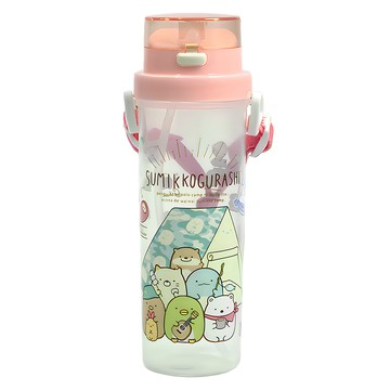 角落生物 小巧吸管水壺 台灣製造 食品級PP塑料 柔軟吸管 衛生方便 安心使用 附可調式背帶  1個  粉色  500ml