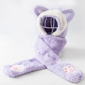 兒童帽子秋冬季女男童潮卡通保暖冬天毛絨圍巾護耳寶寶一體帽套裝