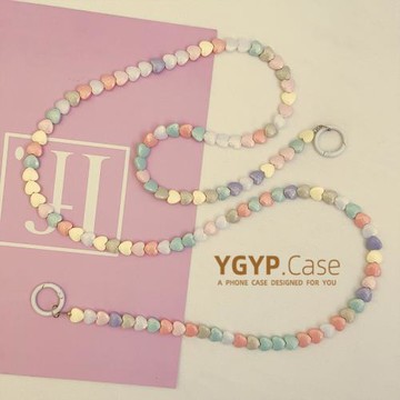 斜挎手機長鏈可背新年新款多巴胺彩虹愛心串珠可斜跨雙扣包包ccd通用防丟掛繩星星珠鏈條diy精致高級可愛少女