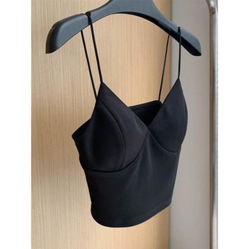 短款v領小吊帶女夏季新款性感美背背心文胸一體西裝內搭抹胸上衣