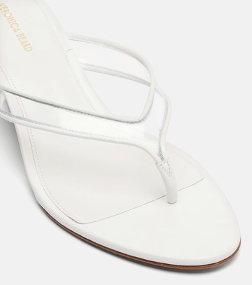 Veronica Beard Clea leather-trimmed wedge thong sandals