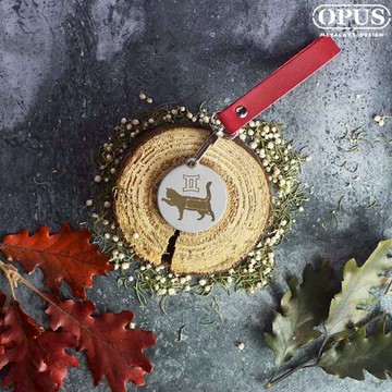 OPUS東齊金工｜不鏽鋼鑰匙圈吊飾《當貓咪變身雙子座》金屬圓牌皮飾扣環 生日禮物 12星座匙扣 KE-st06