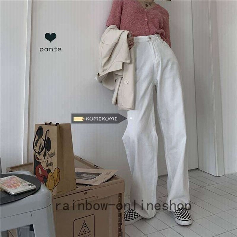 2色 デニム パンツ レディース ジーンズ ジーパン カジュアルパンツ おしゃれ かっこいい パンツ ズボン ボトムス 白デニム 黒デニム こなれ感 通販 Lineポイント最大0 5 Get Lineショッピング