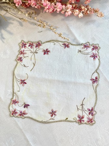 40466-典雅法國古董手工繡花餐巾餐墊26x26cm