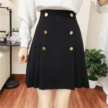 春夏季新款大碼百褶裙女黑色高腰胖mm半身裙防走光a字短裙子200斤