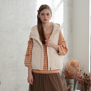 【CUMAR】杜邦三防面料大口袋機能連帽羽絨棉背心(藍 粉 米)