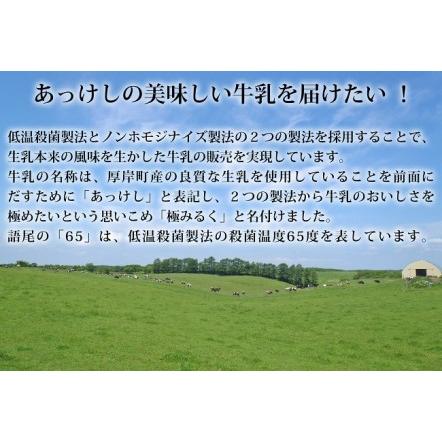 ふるさと納税 北海道 厚岸産 牛乳 あっけし極みるく65 たっぷり詰め合わせセット 牛乳 ミルク 北海道厚岸町