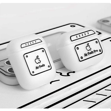 簡約 創意二次元高階耳機殼適用蘋果airpods 1/2/3 pro2軟殼磨砂彩繪套