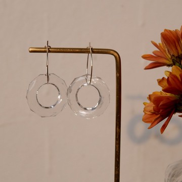 Hi Onion 無聲告白 原創純銀透明圓形耳環 防過敏不褪色 適合夏天