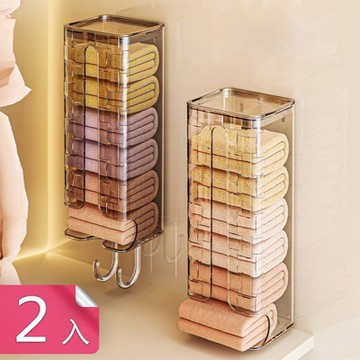 【荷生活】免打孔壁掛式敞口襪子收納盒 直取式小毛巾大容量透明收納盒-2入組