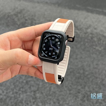 簡約 米蘭磁吸折疊扣 適用 Apple Watch 11 10 9 Ultra 硅膠錶帶 8 SE 46mm 42mm